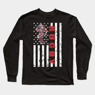 Rugby American Flag - US Sports Long Sleeve T-Shirt